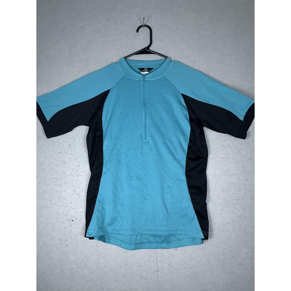 Canari Cycling Shirt Mens Large‎ Blue Black Short Sleeve 1/2 Zip Bike Jersey Top